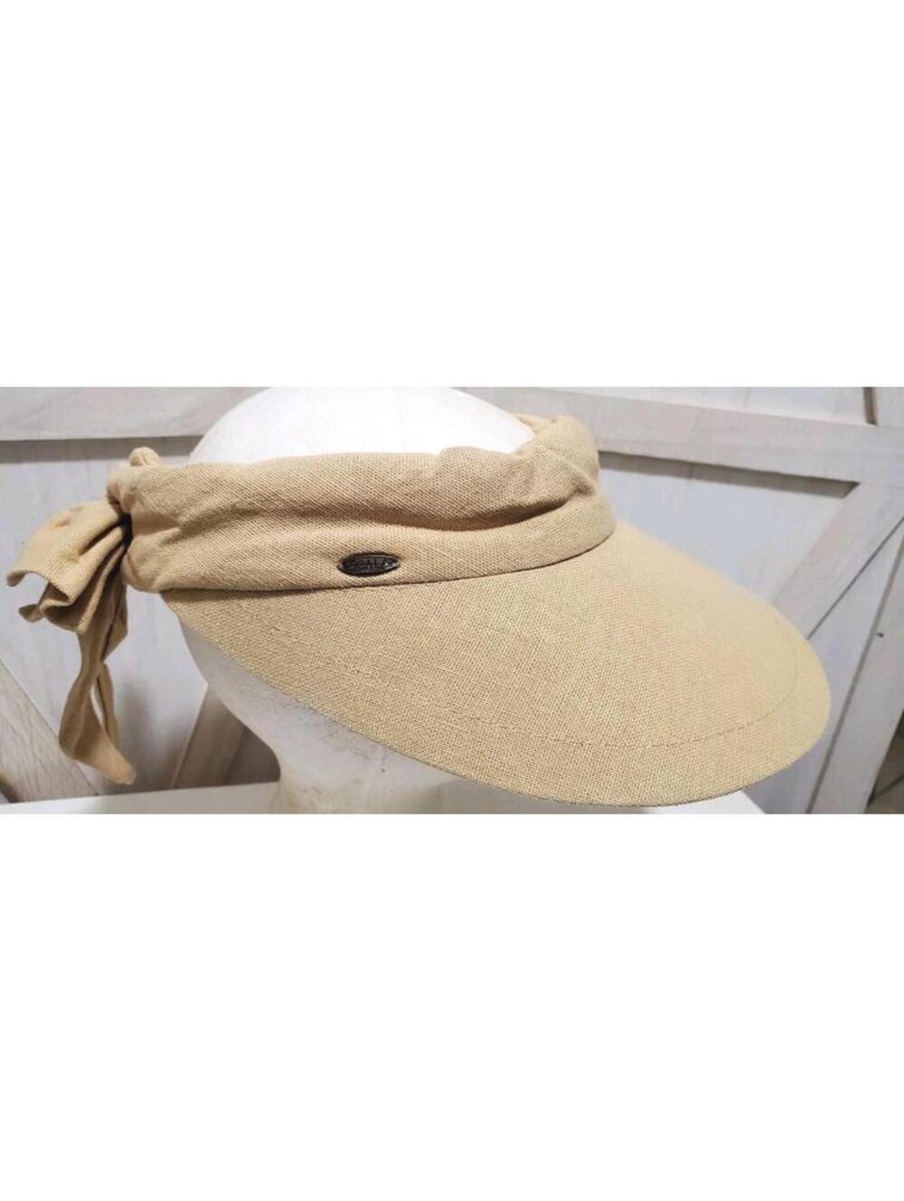 SCALA Natural Tan Sun Visor Cap Womens Hook/Loop Adjustable One Size Adora - Picture 2 of 4